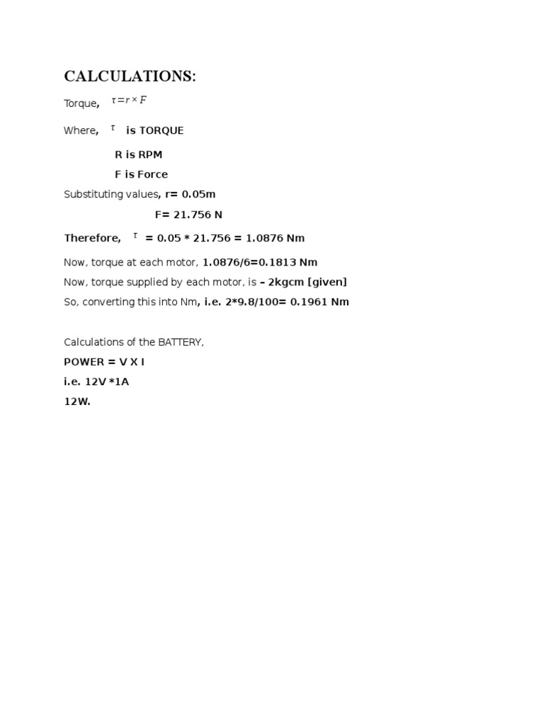 Torque and Power Calculations Explained | PDF | Science & Mathematics