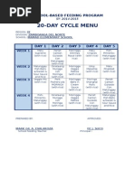 20-Day Cycle Menu: School-Based Feeding Program