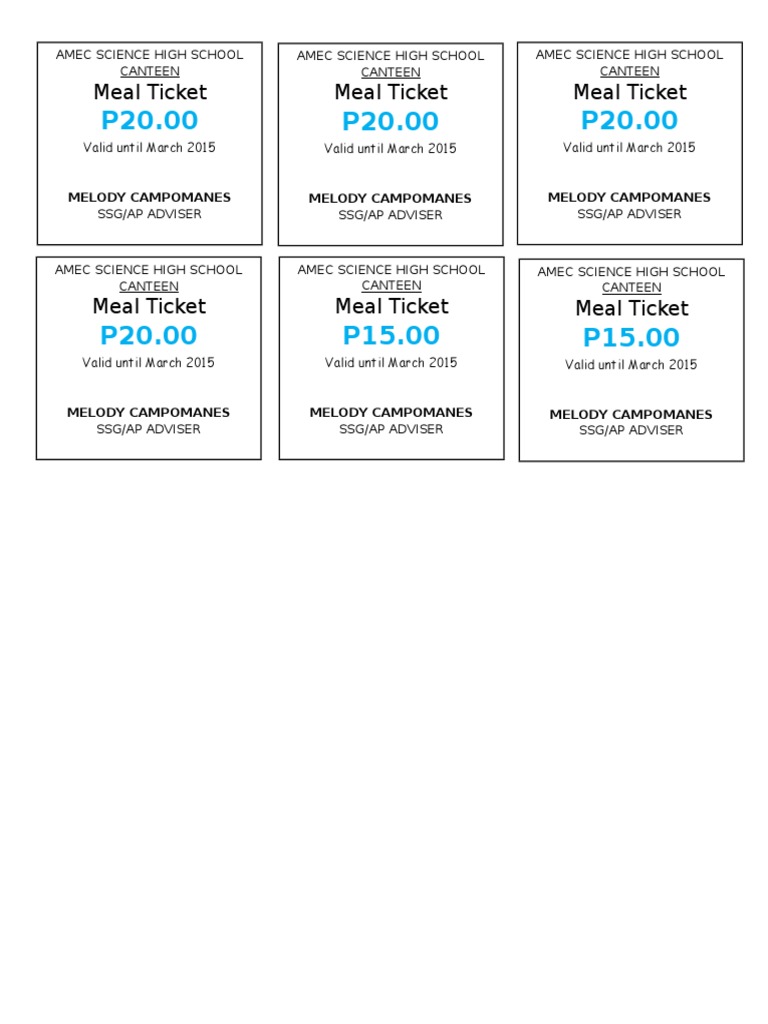 Meal Ticket Meal Ticket Meal Ticket: Melody Campomanes Melody ...