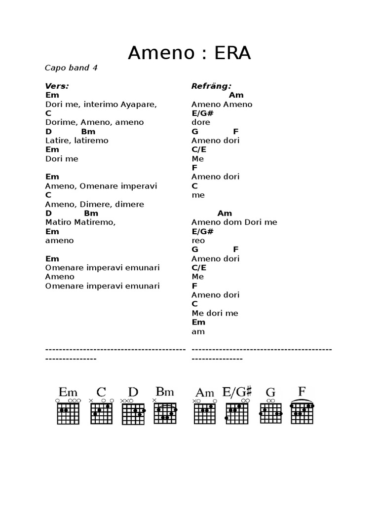 Ameno - ERA - Capo Fret 4 | PDF