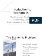 Introduction To Economics: The Economic Problem Opportunity Cost Production Possibility Frontiers