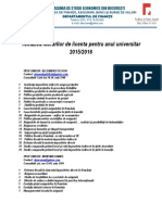 Dep. FINANTE - Tematica Licenta An Univ. 2015-2016