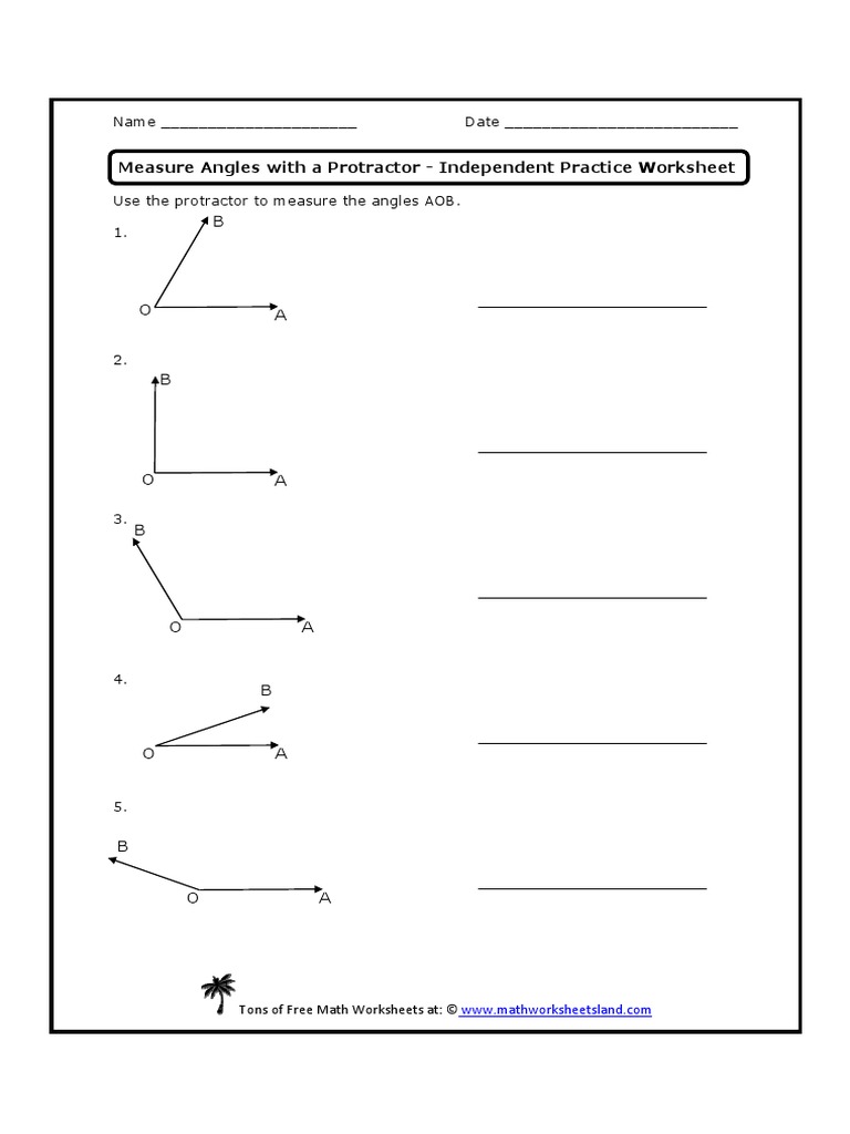Measure Angles With A Protractor - Independent Practice Worksheet | PDF, image size:768x1024