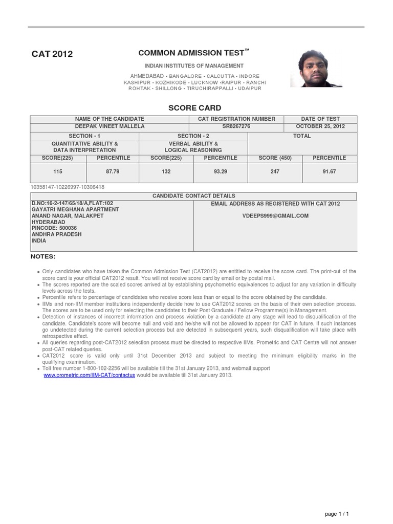 CAT SCore | PDF