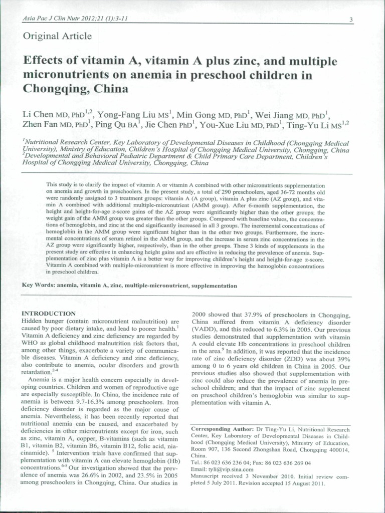 Effects of Vitamin A, Vitamin A Plus Zinc, and Multiple Micronutrients ...