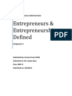 Entrepreneurship Definitions