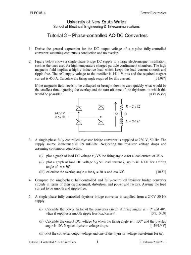 Three-Phase AC-DC Converter Tutorial | PDF | Power Electronics | Rectifier