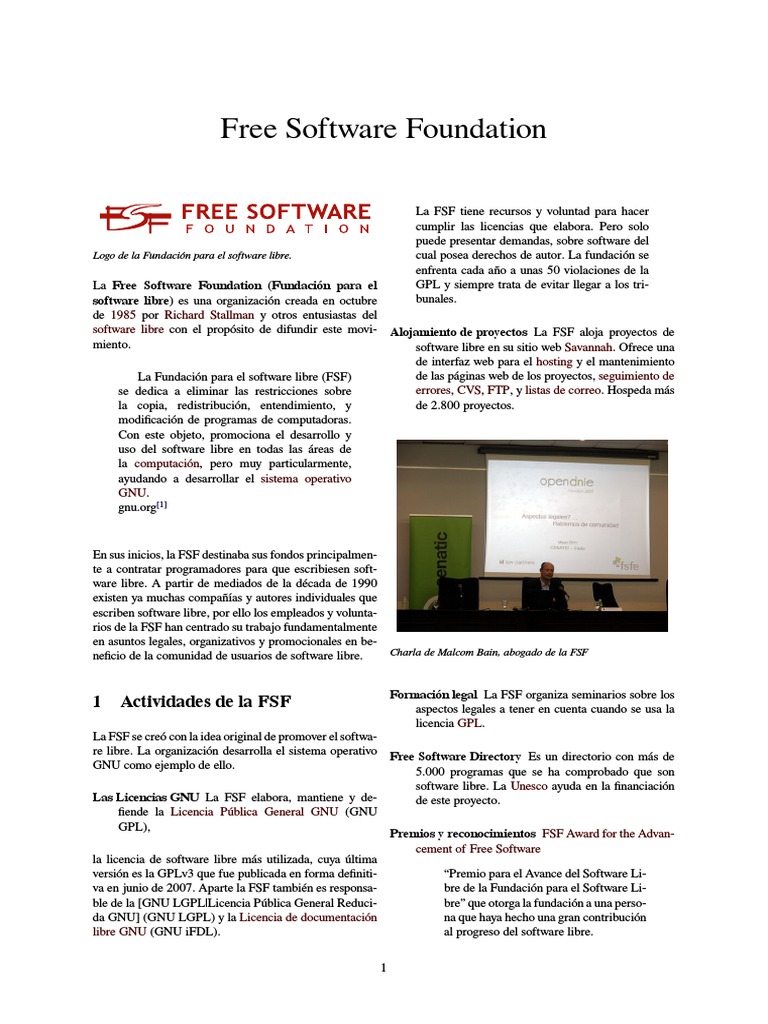 Free Software Foundation | PDF | Software libre | Proyectos de software ...