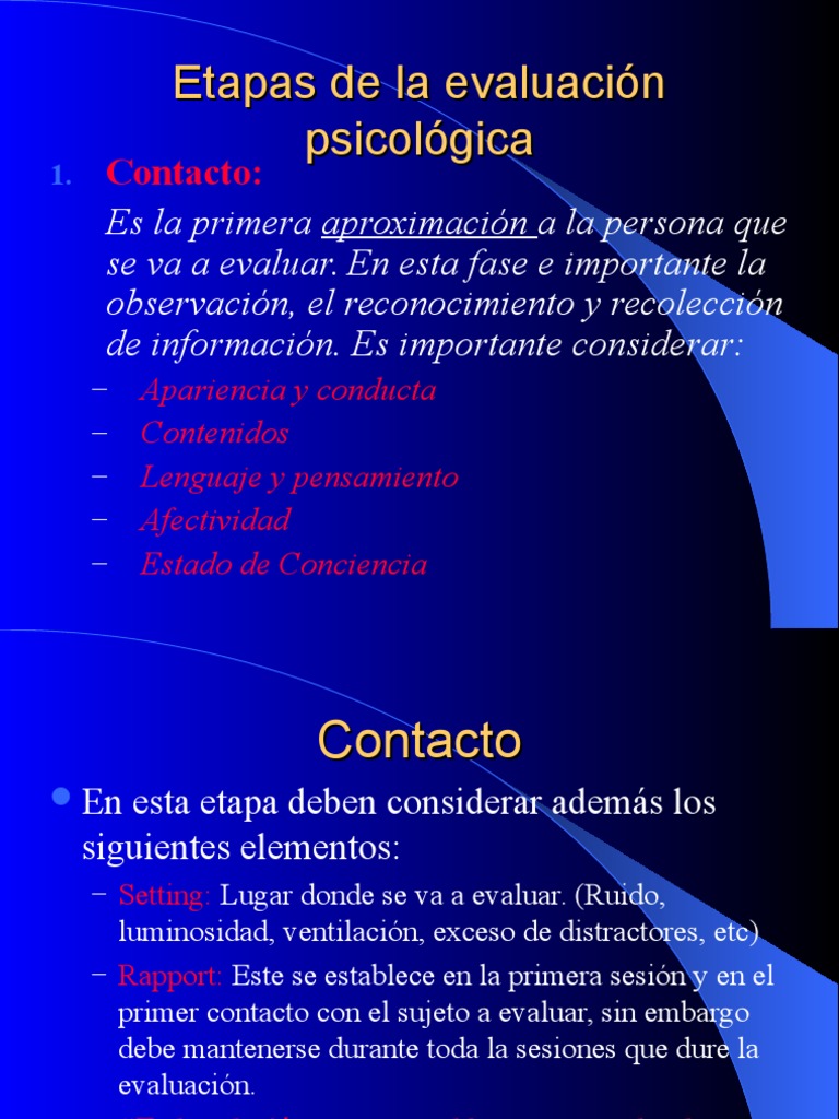 Etapas de La Evaluación Psicológica Información