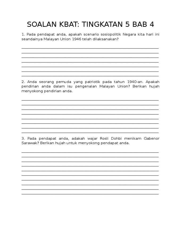 Soalan Kbat Bab 4 T5 Pdf