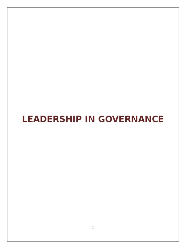 Leadership in Governance | PDF | Nigeria | Governance