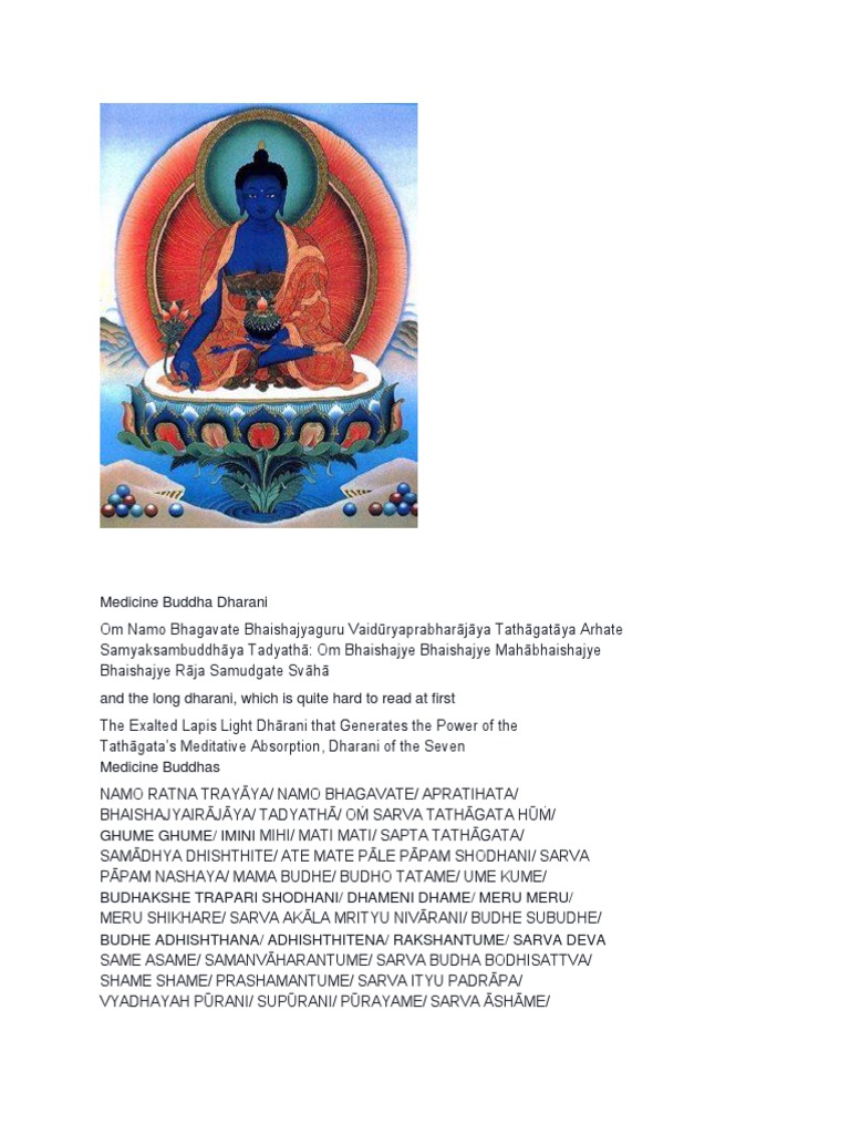 Medicine Buddha Prayers Contentment Prayer
