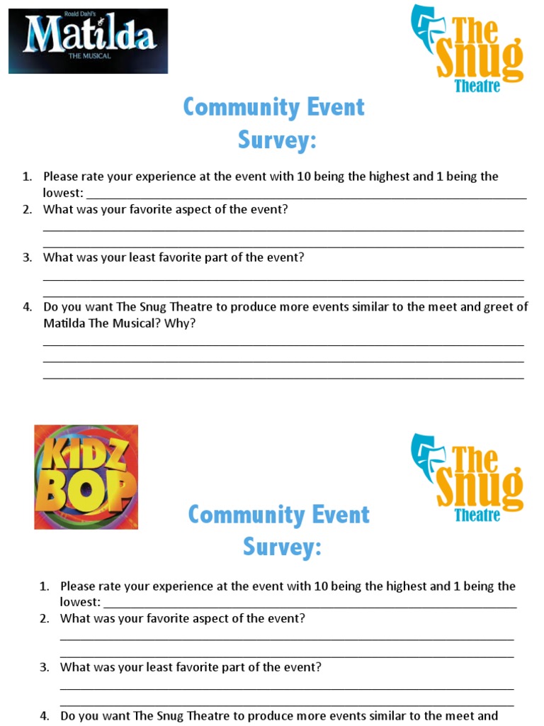 Community Event Feedback Survey | PDF | Adaptations Of Works | Musicals ...