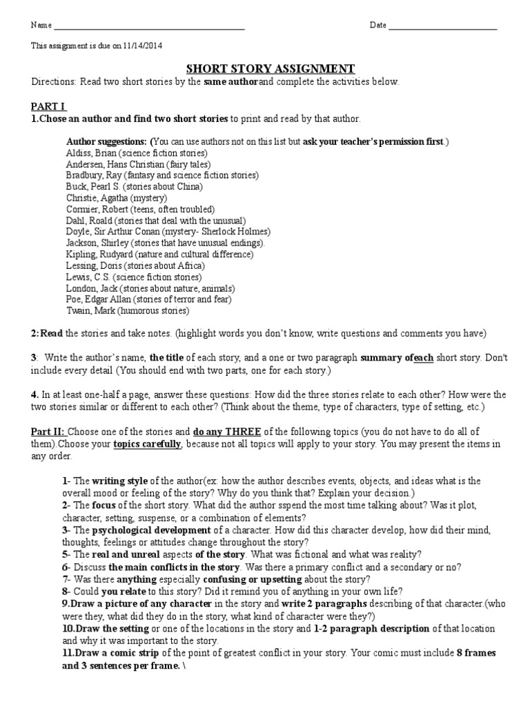 Short Story Assignment  PDF  Short Stories  Science Fiction