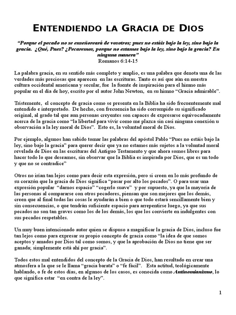 Entendiendo la Gracia de Dios | PDF | Gracia divina | Cristo (título)
