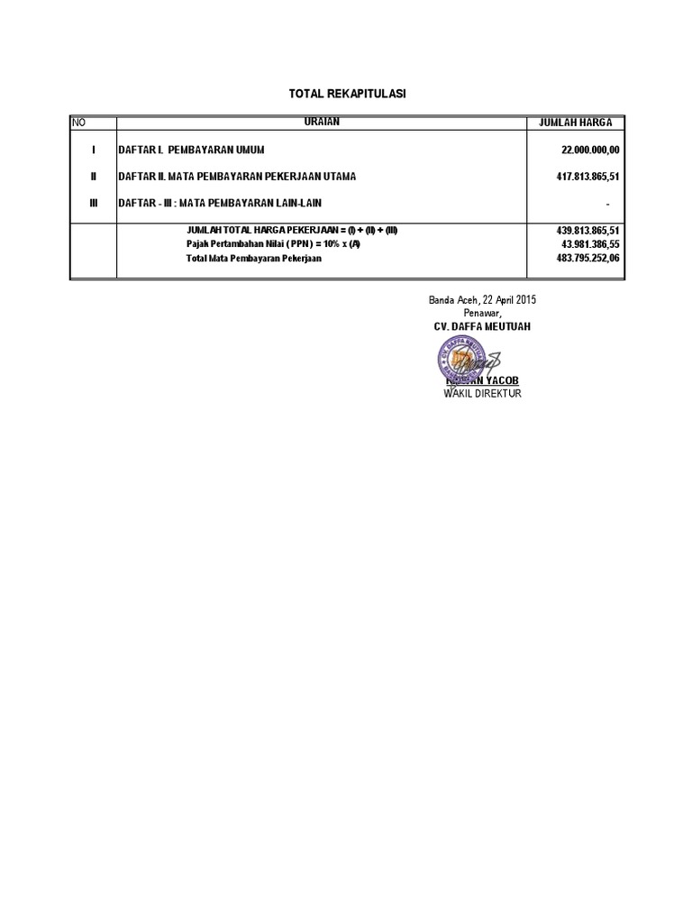 Rekap Pembayaran Pekerjaan Konstruksi | PDF