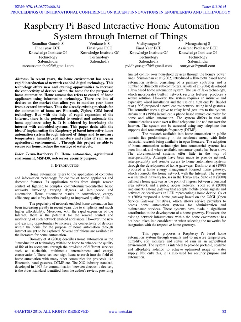 Raspberry Pi Based Interactive Home Automation | PDF | Raspberry Pi ...