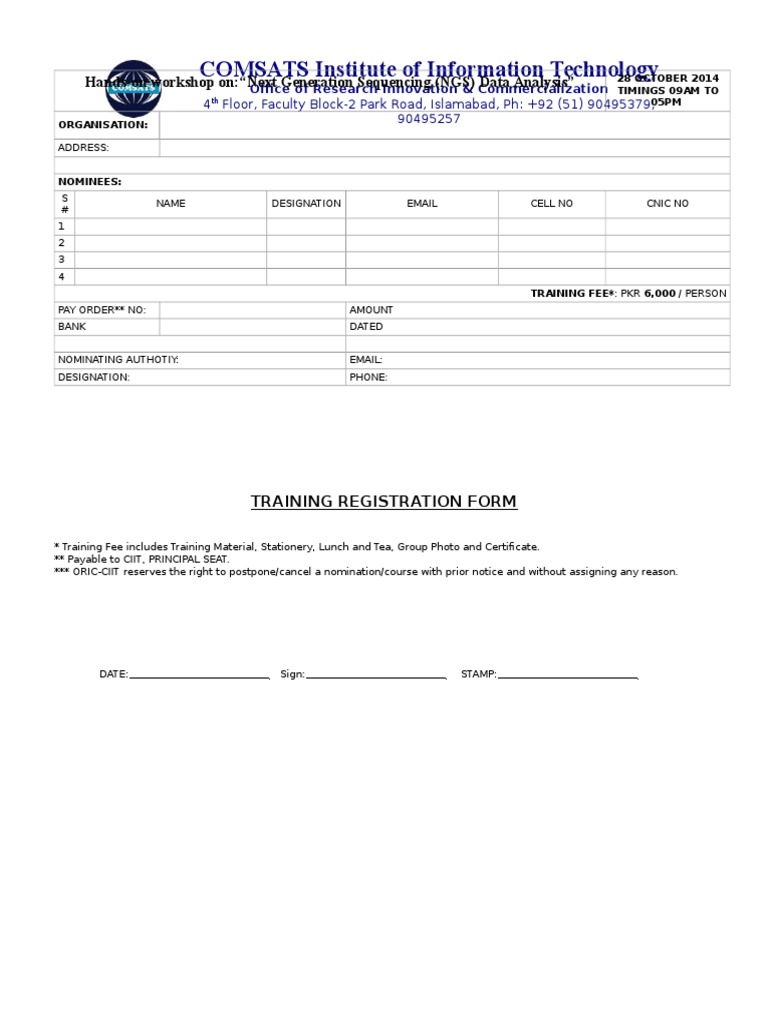 NGS Data Analysis Workshop Registration | PDF