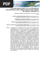 Análise Ergonômica Da Atividade de Transporte e Descarregamento de Fardos de Telhas Cerâmicas