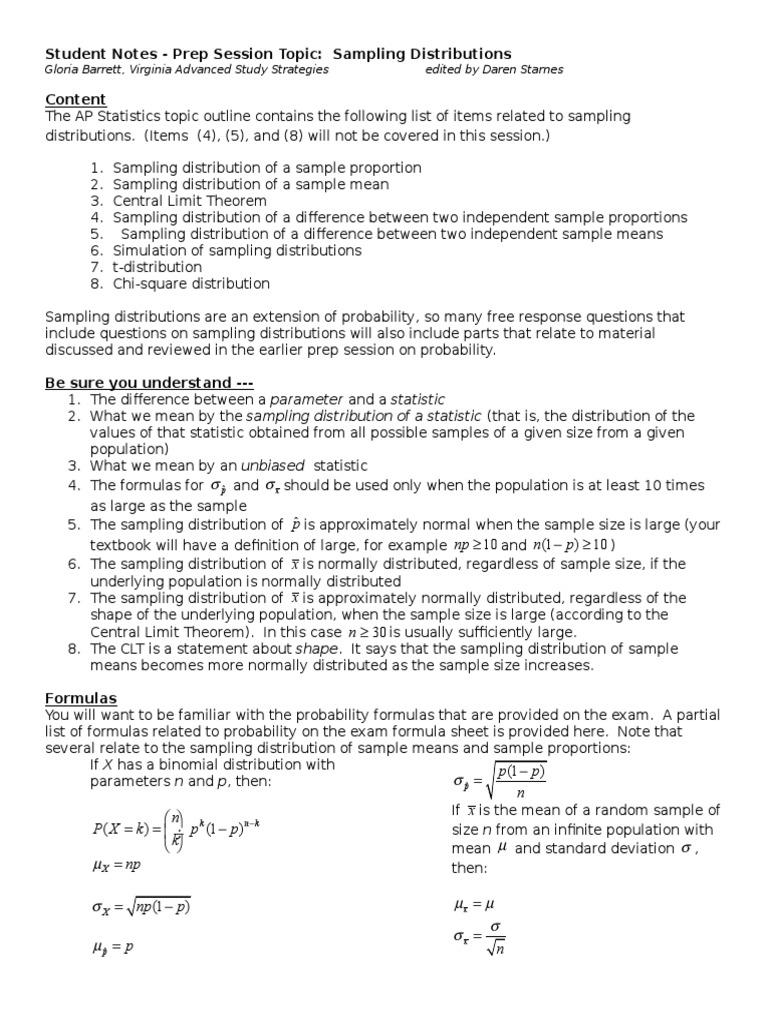 Sampling Distributions in AP Statistics | PDF | Bias Of An Estimator ...