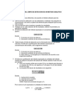 Determinacion Del Límite de Deteccion de Un Metodo Analitico