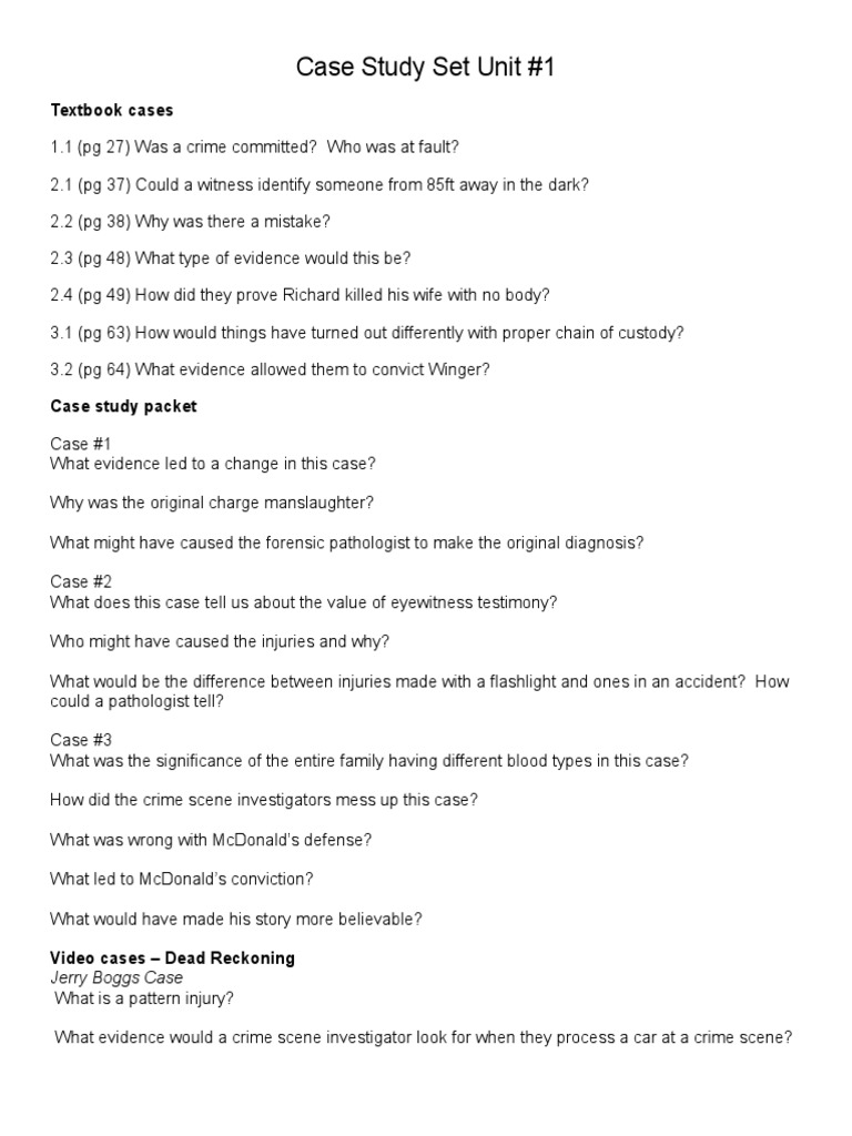 Forensic Case Study Analysis Guide | PDF