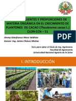 Fuentes y Proporciones de Materia Orgánica en El Crecimiento de Cacao en Vivero
