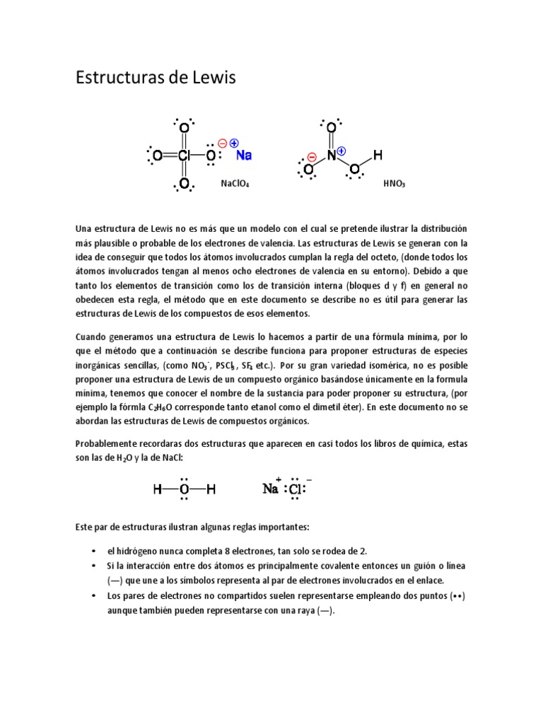 Guía de Estructuras de Lewis Inorgánicas | PDF | Enlace químico | Redox, image size:768x1024