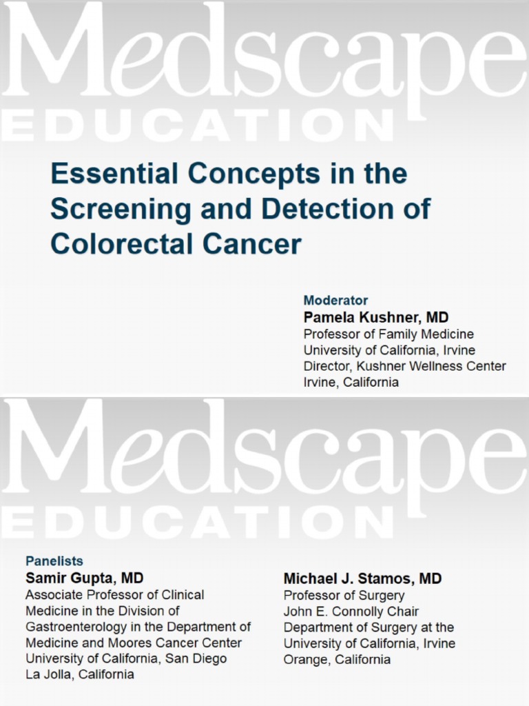 Essential Concepts in The Screening and Detection of Colorectal Cancer ...