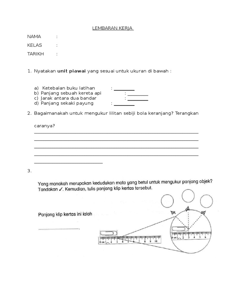 Lembaran Kerja Pengukuran Tahun4 Sains Pdf