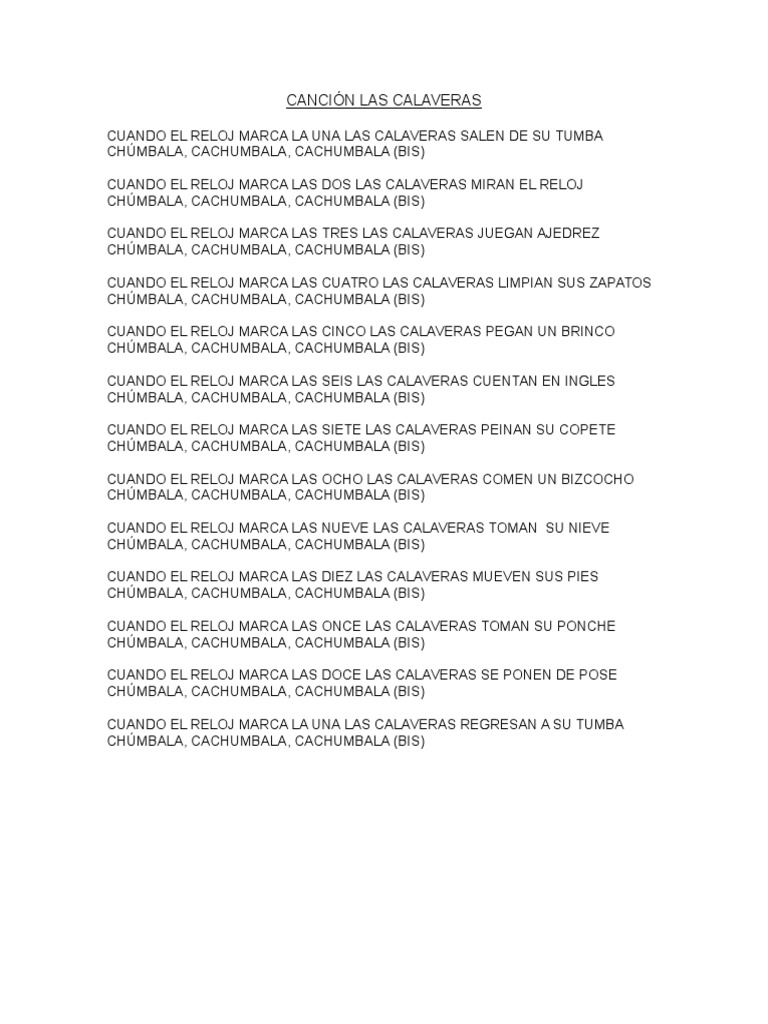 Cancion Las Calaveras cancion las calaveras