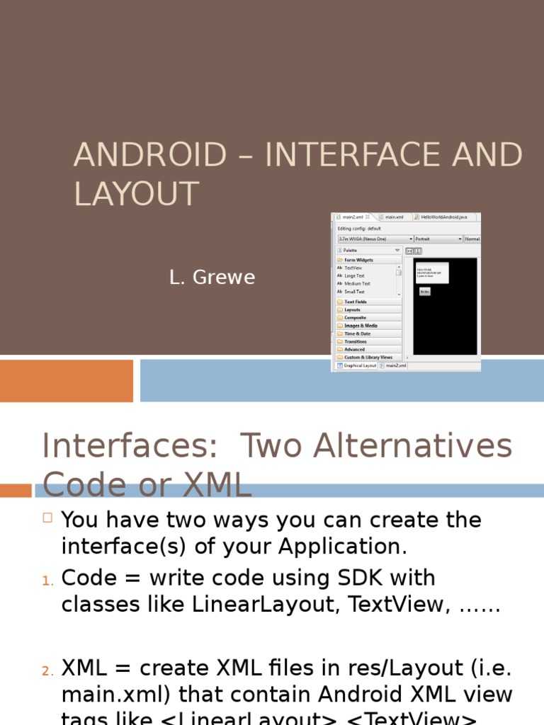 Android Layout | PDF | Xml | Application Programming Interface