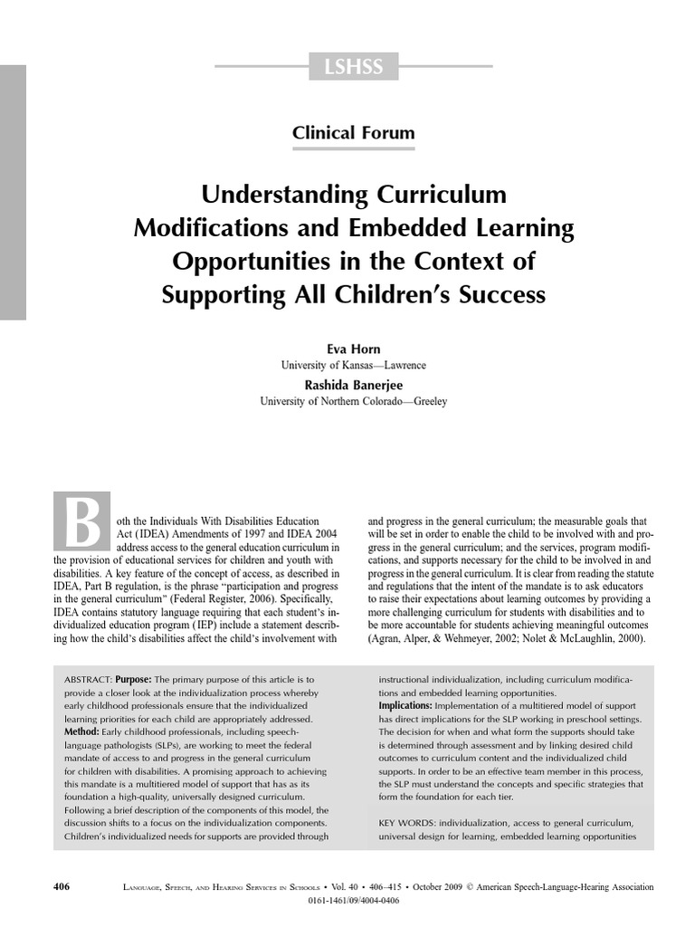 Curriculum Modifications for All Children | PDF | Individualized ...