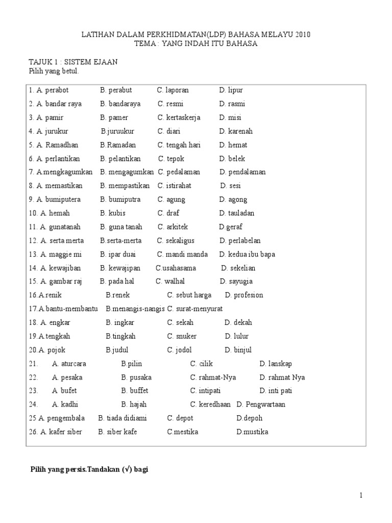 Latihan Ejaan Dan Frasa