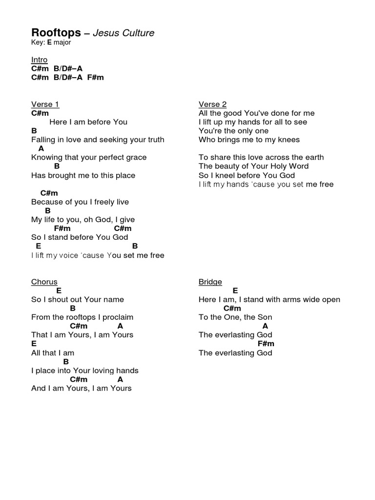 Rooftops Song Structure Christian Belief And Doctrine Prueba