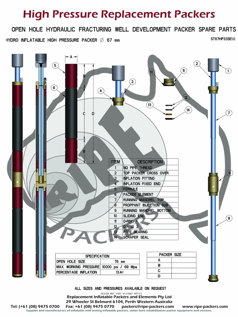 High Pressure Open Hole Packers Specs | PDF | Casing (Borehole ...