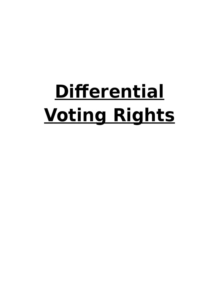 Differential Voting Rights PDF Suffrage Dividend
