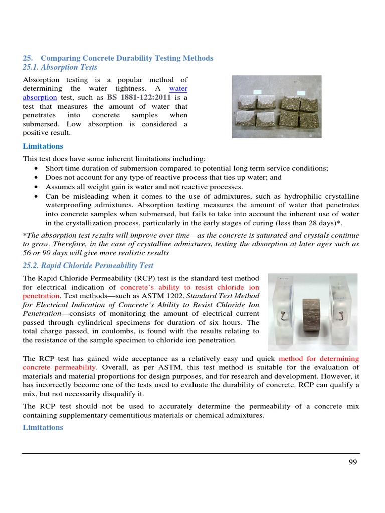Comparing Concrete Durability Testing Methods Concrete Physical