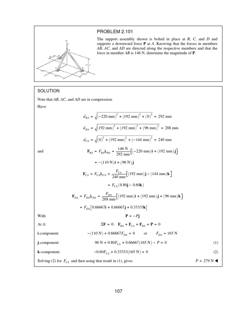 Problem 2 101 Force Equations