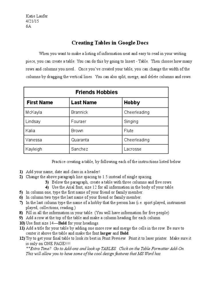 Creatingtables | PDF