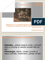 Curs 1 - Obiectul Si Sarcinile Criminologiei