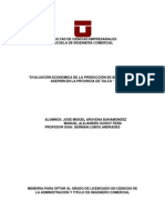 Evaluación Económica de Producción de Briquetasl