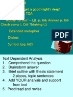 Adams .. TDA "Mother To Son" - Lit P. 168 Answer P. 169 Check Comp 1, Crit Thinking 1,2 Extended Metaphor Dialect Symbol (Pg. 167)