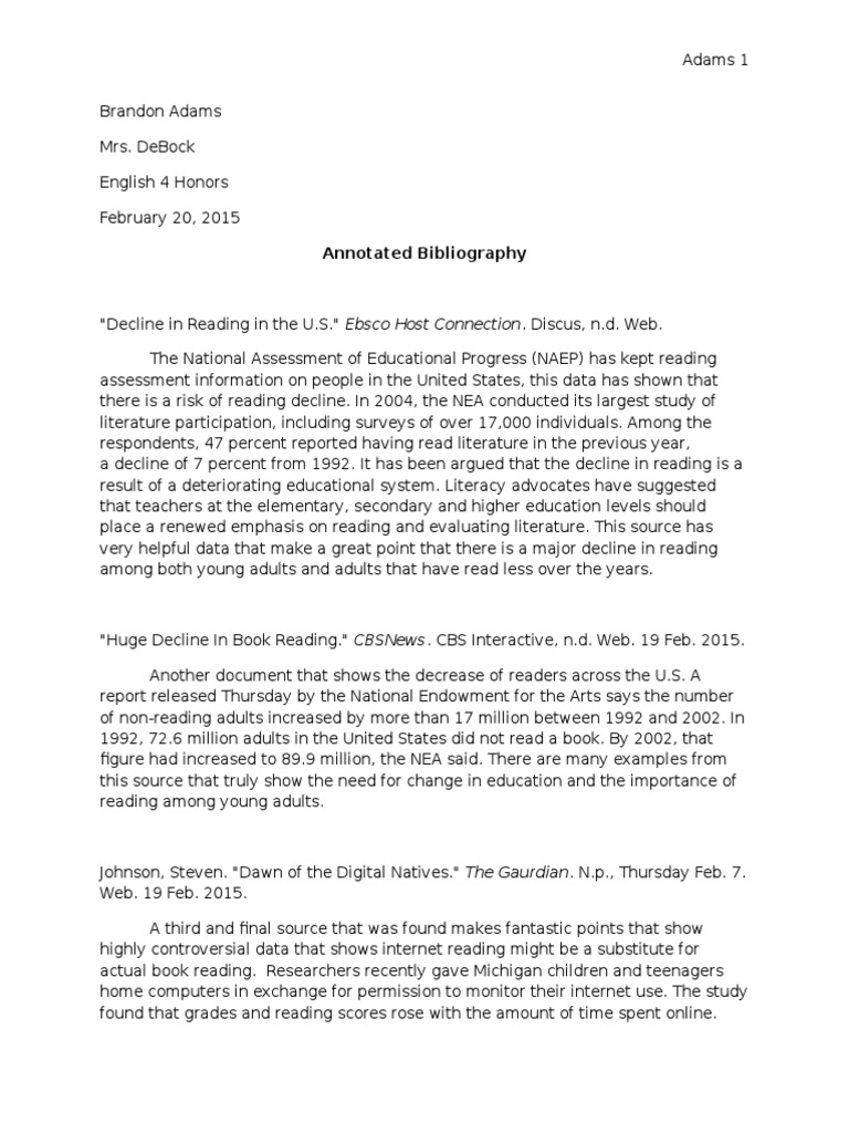 Annotated Bibliography | PDF