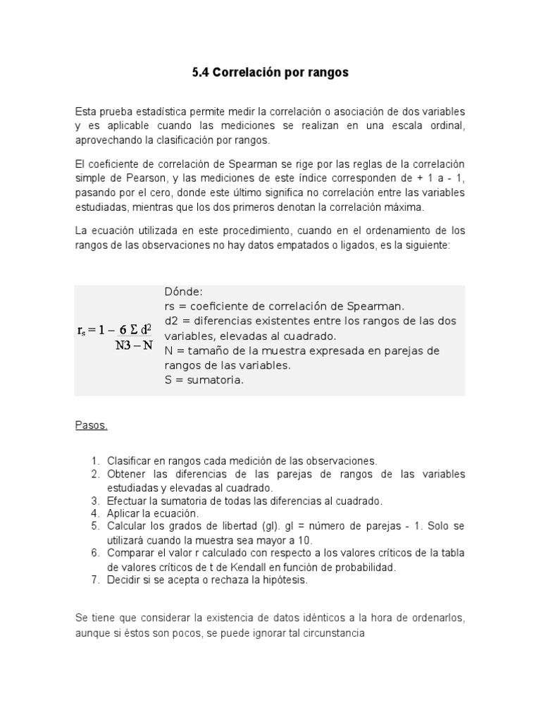 Correlación de Spearman en Estadística | PDF | Coeficiente de ...