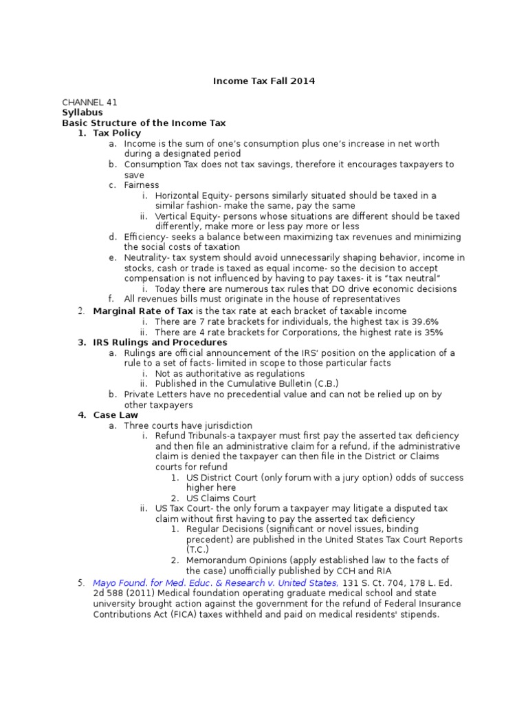Federal income tax law outline 2020 picture