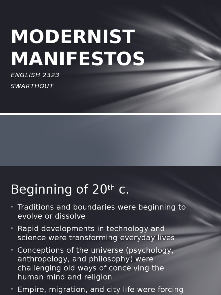 Modernist Manifestos Modernism Feminism - 