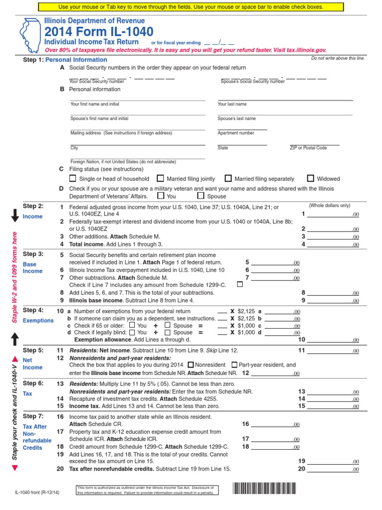 IL1040 Irs Tax Forms Tax Refund