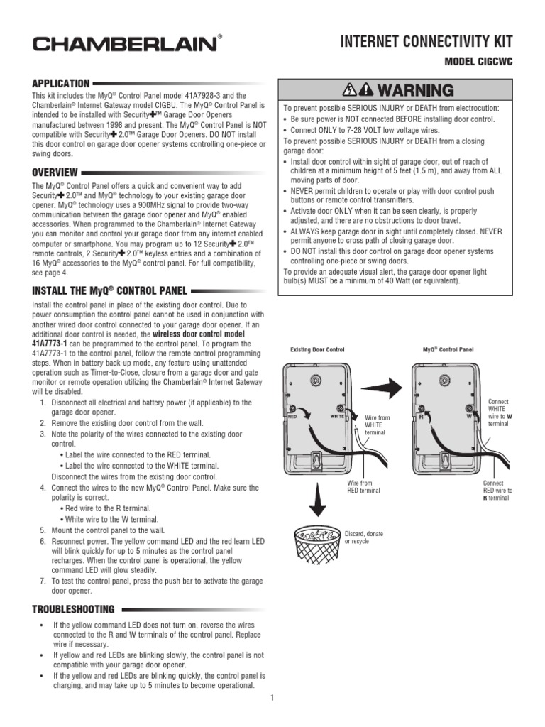 Liftmaster MYQPCK Manual | Remote Control | Internet
