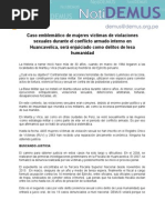 Caso de mujeres violadas sexualmente en el conflicto armado en Huancavelica, será enjuiciado como delito de lesa humanidad